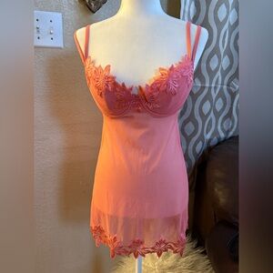 Victoria’s Secret lace floral embroiled mesh babydoll dress Y2K